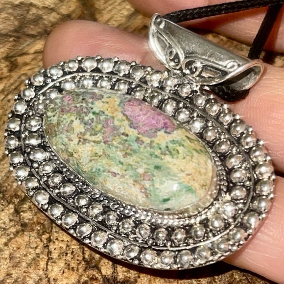 Ruby Fuschite Pendant 1 7/8”x 2” - Picture 5 of 12